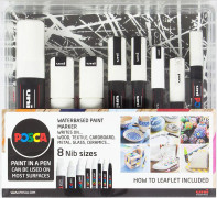 Marker Uni Posca White Set - med 8 ass. størrelser