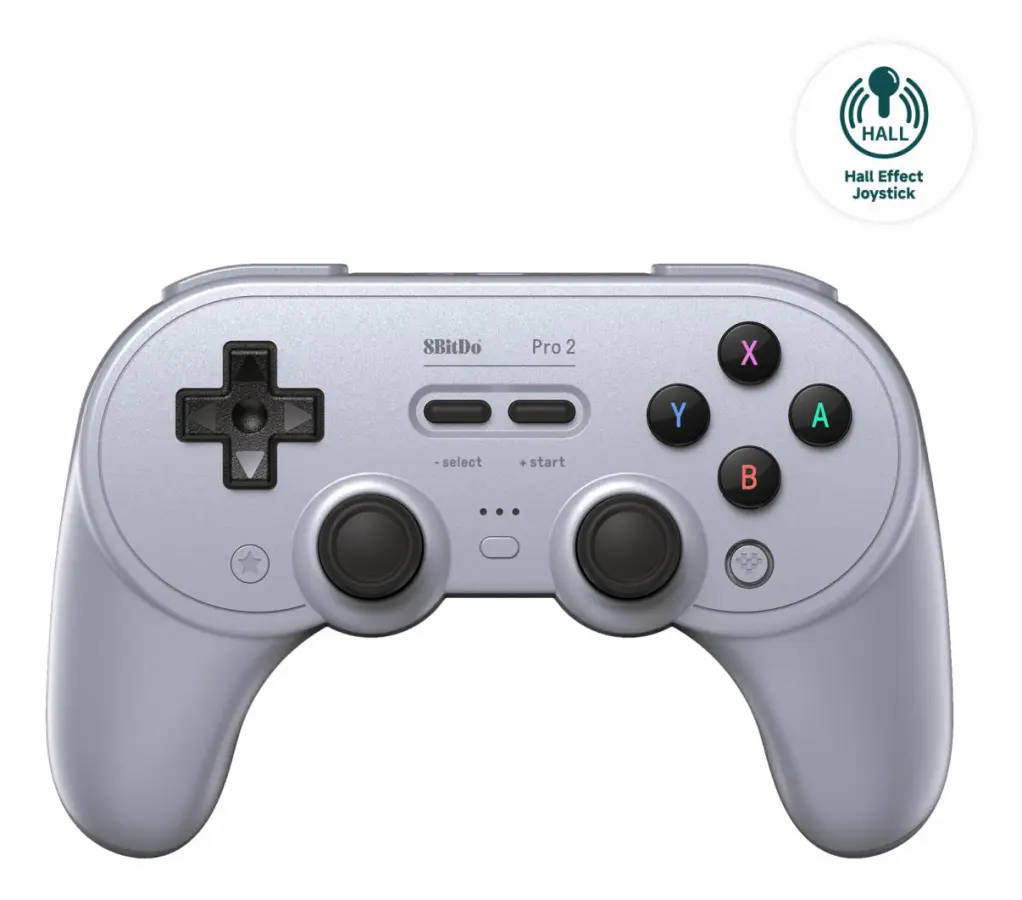 8Bitdo Pro 2 - Hall Effect Joystick - spelkontroll - trådlös - Bluetooth - grå - för Nintendo Switch, PC, Steam, Raspberry Pi