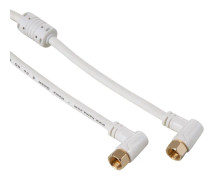 HAMA Kabel Antenn SAT 95dB Vinklad F-Plug - F-Plug Guld Vit 1.5m