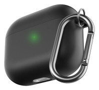 KeyBudz PodSkinz HyBridShell Series Keychain Case - Hårt Premium skal i tre lager för dina Airpods 3 - Svart