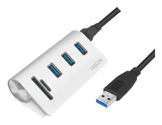 LogiLink USB3.0 3-port hub + minneskortsläsare