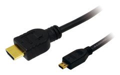 CH0030 - LogiLink High Speed with Ethernet - HDMI med Ethernet-kabel - HDMI (hane) till mikro-HDMI (hane) - 1 m