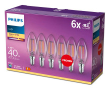 Philips 6-pack LED E14 Kron 40W Klar D