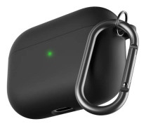 KeyBudz Hybrid Shell Series - Hårt fodral laddningsfodral för trådlösa öronsnäckor - polykarbonat, flytande silikon - svart - för Apple AirPods Pro