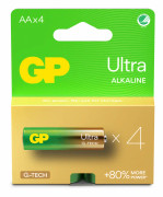 GP Ultra Alkaline Battery, Size AA, 15AU/LR6, 1.5V, 4-pack