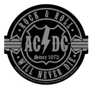 AC/DC Standard Patch: Rock N Roll Will Never Die Cut-Out (Loose)
