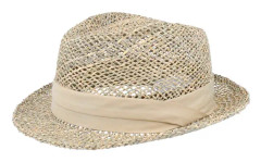 Seeberger - Beige straw Hatt - Trilby Seagras With Trimming Nature Straw Hat @ Hatstore