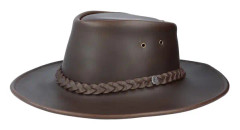 Jaxon & James - Brun traveler Hatt - Crushable Leather Outback Hat Brown Traveler @ Hatstore