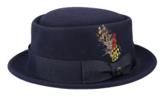 Jaxon & James - Blå porkpie Hatt - Crushable Wool Navy Pork Pie @ Hatstore