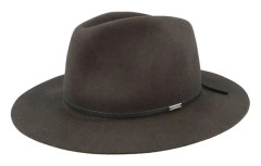 Brixton - Svart fedora Hatt - Wesley Packable Washed Black Fedora @ Hatstore
