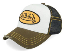 Von Dutch - Vit trucker Keps - Kids Oval Patch Black/White/Dark Green Trucker @ Hatstore