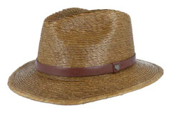 Brixton - Brun straw Hatt - Messer Fedora Toffee Straw Hat @ Hatstore