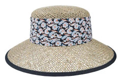 Seeberger - Beige straw Hatt - Seagras Floppy With Small Nature-Black Straw Hat @ Hatstore