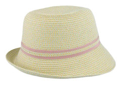 Seeberger - Gul straw Hatt - Cloche With Ribbon Trimming Honey-Powder Red Straw Hat @ Hatstore