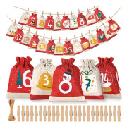 Adventskalender att fylla, 24 adventskalendrar att fylla själv med tygpåsar Tygpåse, julkalender att fylla stor, adventskalender att fylla