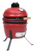 Kamado Rökgrill 2-i-1 keramik 56 cm röd