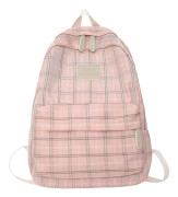 Ljus Academia Estetisk Ryggsäck Rutig Preppy Ryggsäck Tonårsflickor Bokväskor Tillbaka till Skolan Ryggsäck Tillbehör (Gentle Pink)