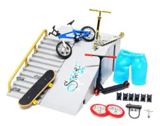 9-delad skatepark-kit för fingerboard, mini finger skateboard och ramp