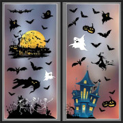 4 ark Halloween-fönsterklistermärken, fönsterdekaler, fönsterdekorationer, glasklistermärken för Halloween-dekoration