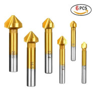 6 stycken HSS-fräsverktyg 90° Fasfräs 6,3 mm 8,3 mm 10,4 mm 12,4 mm 16,5 mm 20,5 mm Tand Titanbeläggning Verktyg Avfasningsfräs Cylindrisk