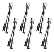 6-pack 15 cm godispincett, kökspincett, små serveringspincett, set i rostfritt stål (silver)