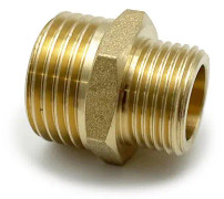 Dubbelnippel i mässing - 1/2"x3/8"