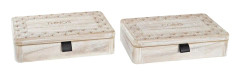 Dekorationslåda DKD Home Decor Naturell Trä MDF (28 x 18 x 6,5 cm) (2 antal)