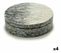Dekorationslåda Vit Svart Silvrig Pärlemor spånskiva 25 x 8,5 x 25 cm (4 antal)
