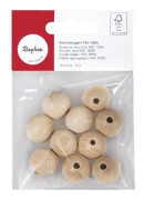 Träkulor ø 18 mm - FSC100% - 4 mm hål - 10 stycken - Rayher Beige