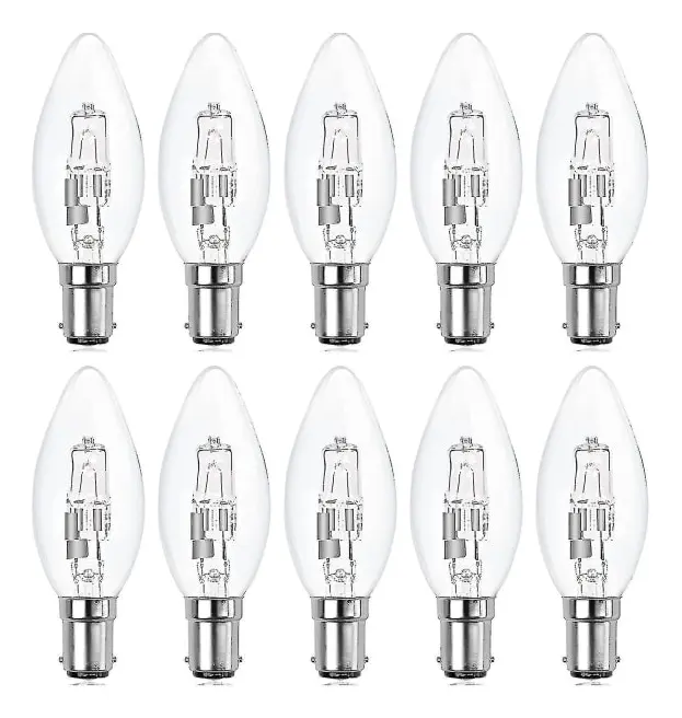 10-pack B15d halogenlampor, dimbara 42w C35 halogenljuskälla 42w B15d Eco halogenlampor B15d ljuskällor liten bajonett