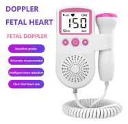 Hemma Fetal Doppler, Baby Fick Hjärtfrekvens Doppler Hjärtmonitor för Graviditet och Test Klar Rosa