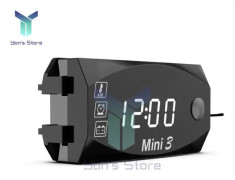 Klocka, 3 i 1 digital multifunktionsklocka, DC 6V-30V, med termometer och voltmeter, LED-display, vattentät IP67- vit[F2725]