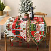 Juldekorationer stickad tygduk bordsflagga kreativ julduk bordsdekoration hemklädsel (180*35cm)