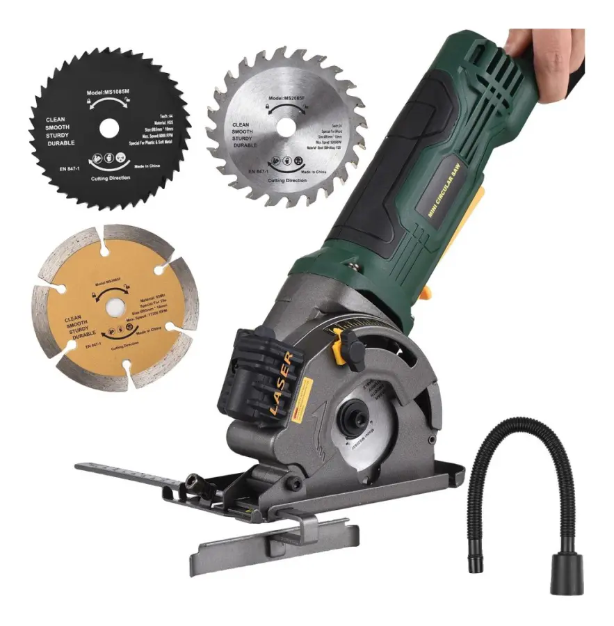 Mini Cirkelsåg, 3700RPM Hastighet, Justerbart Skärdjup,EU-kontakt