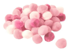 15 mm rosa lutning pompoms x 45
