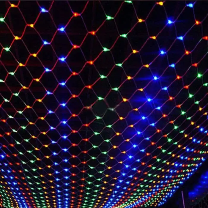 EU-kontakt 220V - 2m x 2m 144 LEDs - Flerfärgad - Isnätformade LED-slingor, till jul,