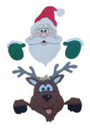 Santa Claus staket dekoration Tomte och älg jul staket, kreativitet utomhus jul dekoration, återanvändbar staket dekoration