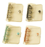 4-pack Mini Transparent 3-ring Binderomslag, Klar Mjuk PVC-Häfthäfte, Lösbladmapp med Knapp