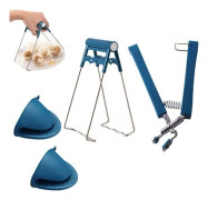 Skåltång, 4 st kökstillbehör, skållningstång, skåltång i rostfritt stål, halkfritt silikonhandtag