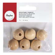 Träkulor ø 23 mm - halvborrade - 6 stycken - Rayher Beige