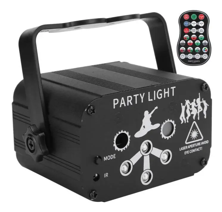 Sonew Scenlampa 6 Hål Laser Scenljus USB Röststyrning RGB Projektorlampa KTV Bar Julfest Dekor