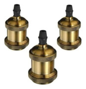 HY04939-3 Pack Edison Vintage Socket E27 Lamp Adapter Retro Vintage Sladdlös Ljuskrona Koppar Keramik Insida 110
