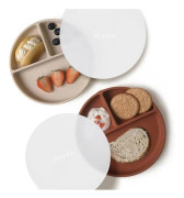 Moonkie Silikon Babytallrikar med Sugkoppar, 2-pack | BPA-fria Tallriksset för Självmatning | Diskmaskin- och Mikrovågsugnssäkra (Hudtoner/Ljus Kaffe)