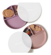 Moonkie Silikon Babytallrikar med Sugkoppar, 2-pack | BPA-fria Tallriksset för Självmatning | Diskmaskin- och Mikrovågsugnssäkra (Ljus Lila/Rosa)
