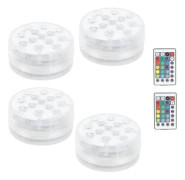 Fdit LED simbassänglampa 4st 16 färger LED nedsänkbart ljus med magnetisk sugkopp RGB simbassänglampa för