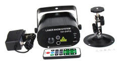 Mini Lasershow System, R&G Laser & RGB LED Effekter, Trådlös Fjärrkontroll,EU-kontakt, Handtag och fäste