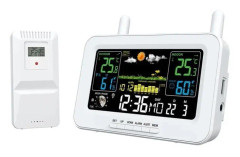 Trådlös digital väderstation med sensor, klocka, hygrometer, vit.BAZARLAND30
