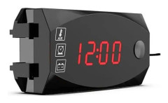 HI08020-12V 3 i 1 digital LED-display Voltmeter Klocka Termometer Indikator Mätare Panelmätare för bil Motorcykel-ljus