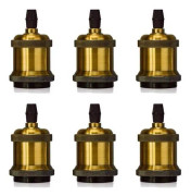 UNI Vintage Edison 6st E27 Lampsockel Solid Keramisk Industriell Adapter Metallsockel Glödlampssockel Mässing A