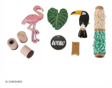 Kitetiketter och stämplar - Tropical - 55 st Set scrapbooking presentetiketter innehållande: 50 etiketter: Flamingo (5,5 x 10)